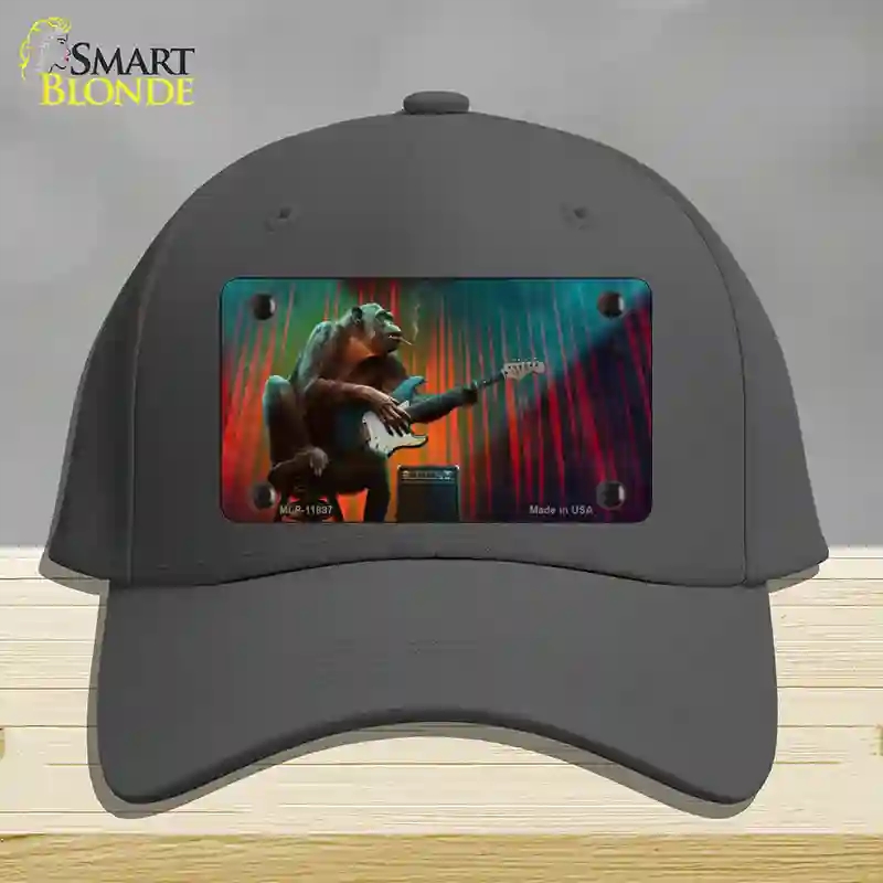 HAT04-MLP-11897 Monkey with Guitar Novelty License Plate Hat, Cotton - Charcoal