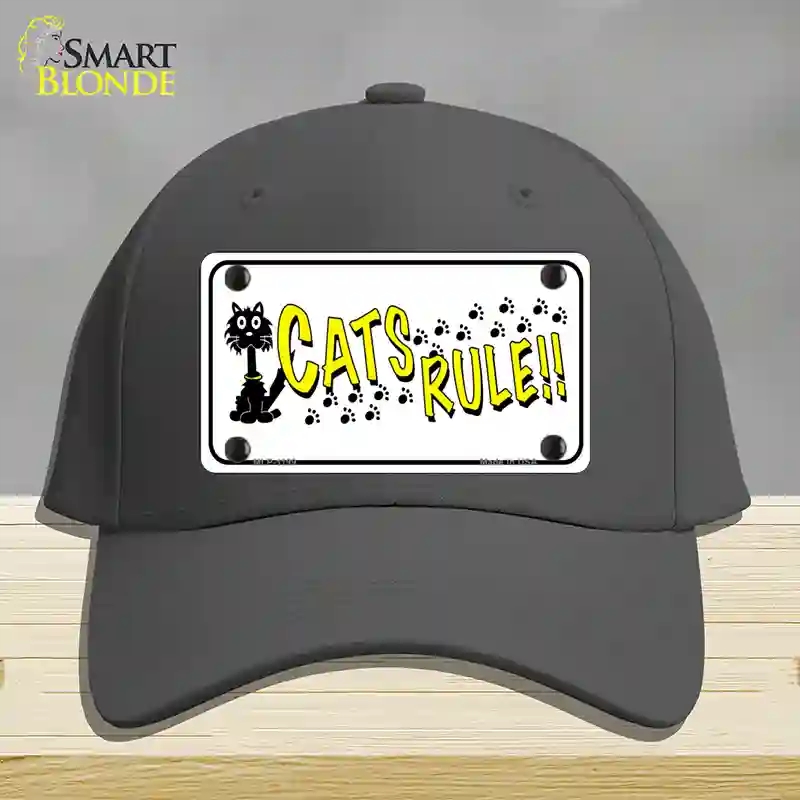 HAT04-MLP-1199 Cats Rule Novelty License Plate Hat, Cotton - Charcoal