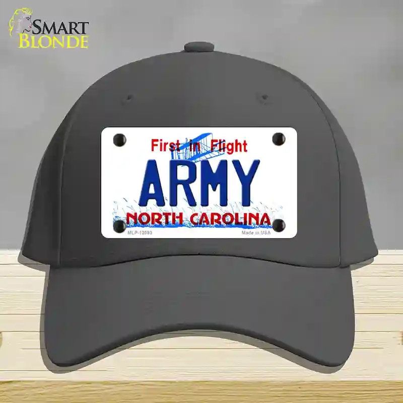 HAT04-MLP-12093 Army North Carolina State Novelty License Plate Hat, Cotton - Charcoal