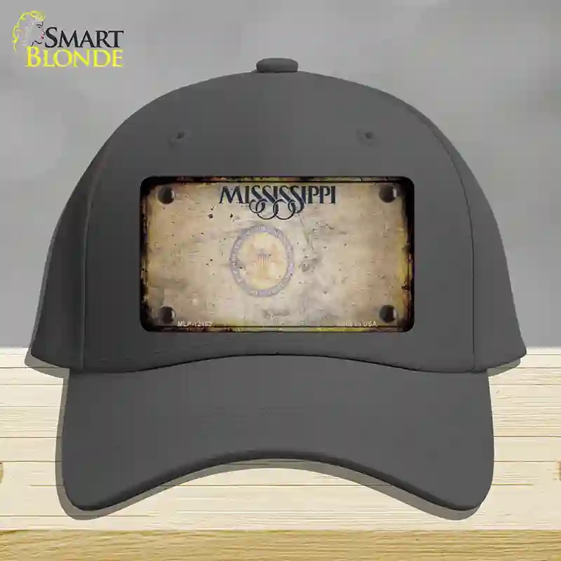 HAT04-MLP-12183 Mississippi Great Seal Rusty Blank Novelty License Plate Hat, Cotton - Charcoal