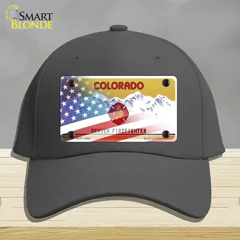 HAT04-MLP-12463 Colorado Firefighter American Flag Novelty License Plate Hat, Cotton - Charcoal