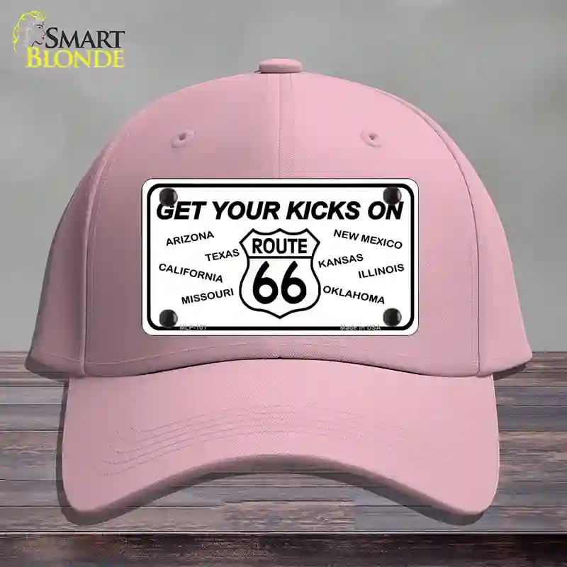 HAT05-MLP-101 Get Your Kicks on 66 Novelty License Plate Hat, Cotton - Pink