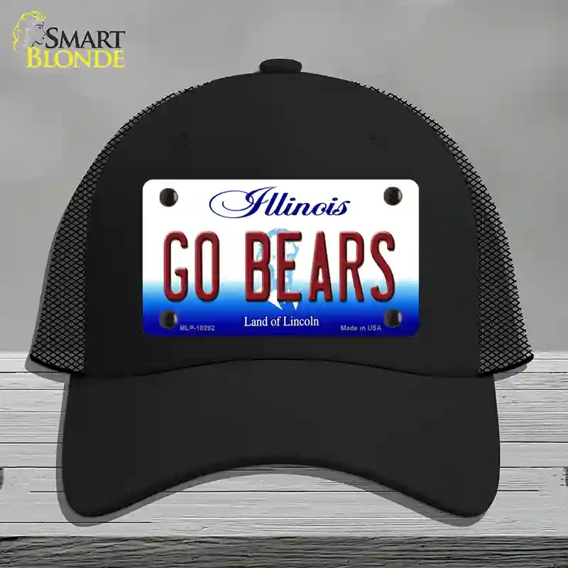 HAT01-MLP-10292 Go Bears Illinois Novelty License Plate Hat, Mesh - Black