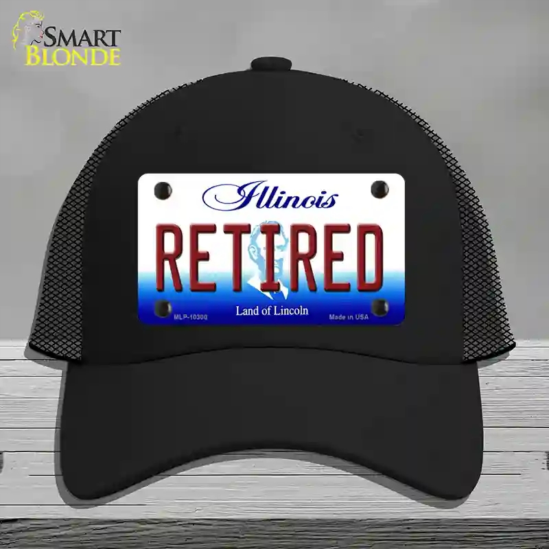 HAT01-MLP-10300 Retired Illinois Novelty License Plate Hat, Mesh - Black