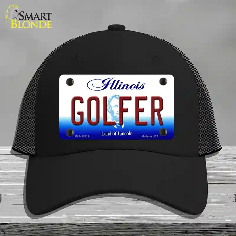 HAT01-MLP-10314 Golfer Illinois Novelty License Plate Hat, Mesh - Black