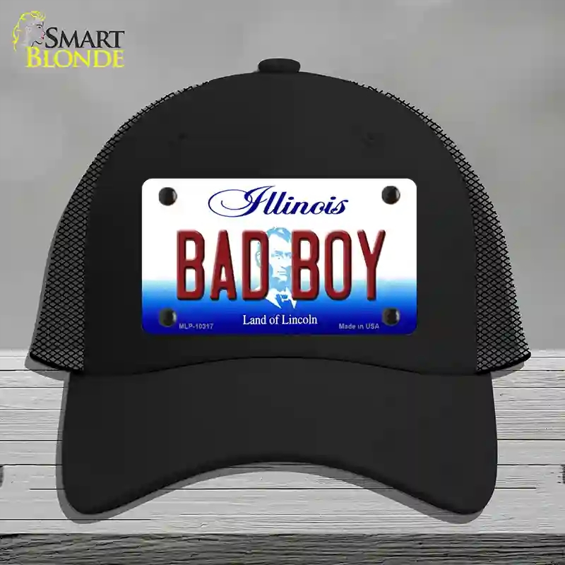 HAT01-MLP-10317 Bad Boy Illinois Novelty License Plate Hat, Mesh - Black