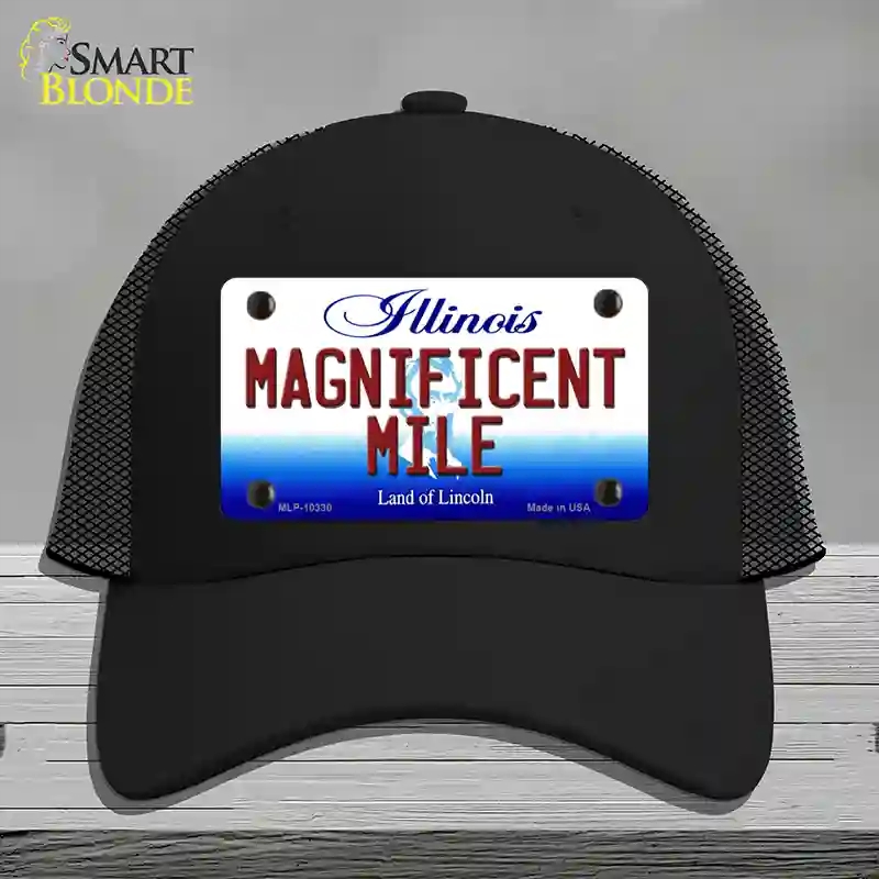 HAT01-MLP-10330 Magnificent Mile Illinois Novelty License Plate Hat, Mesh - Black