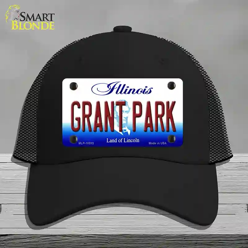 HAT01-MLP-10333 Grant Park Illinois Novelty License Plate Hat, Mesh - Black
