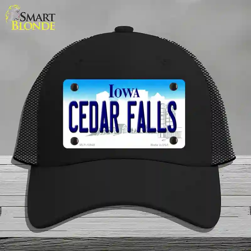 HAT01-MLP-10945 Cedar Falls Iowa Novelty License Plate Hat, Mesh - Black