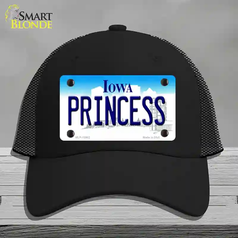 HAT01-MLP-10962 Princess Iowa Novelty License Plate Hat, Mesh - Black