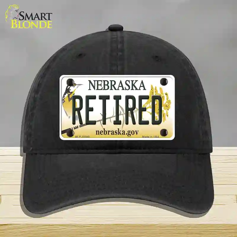 HAT07-MLP-10588 Retired Nebraska Novelty License Plate Hat, Unconstructed Cotton - Black