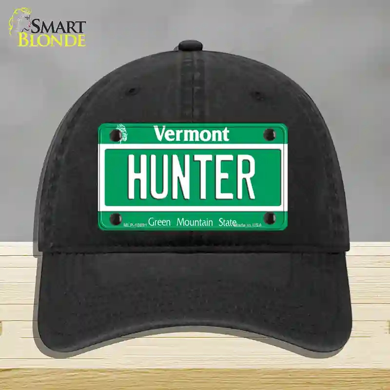 HAT07-MLP-10691 Hunter Vermont Novelty License Plate Hat, Unconstructed Cotton - Black