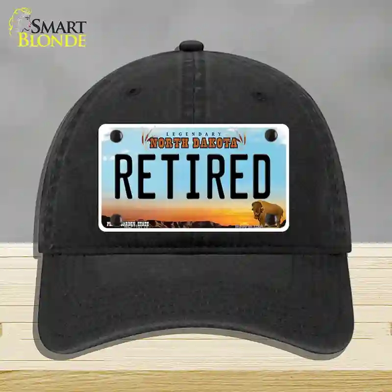HAT07-MLP-10716 Retired North Dakota Novelty License Plate Hat, Unconstructed Cotton - Black