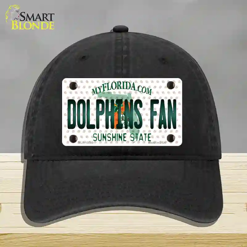 HAT07-MLP-10759 Dolphins Fan Florida Novelty License Plate Hat, Unconstructed Cotton - Black