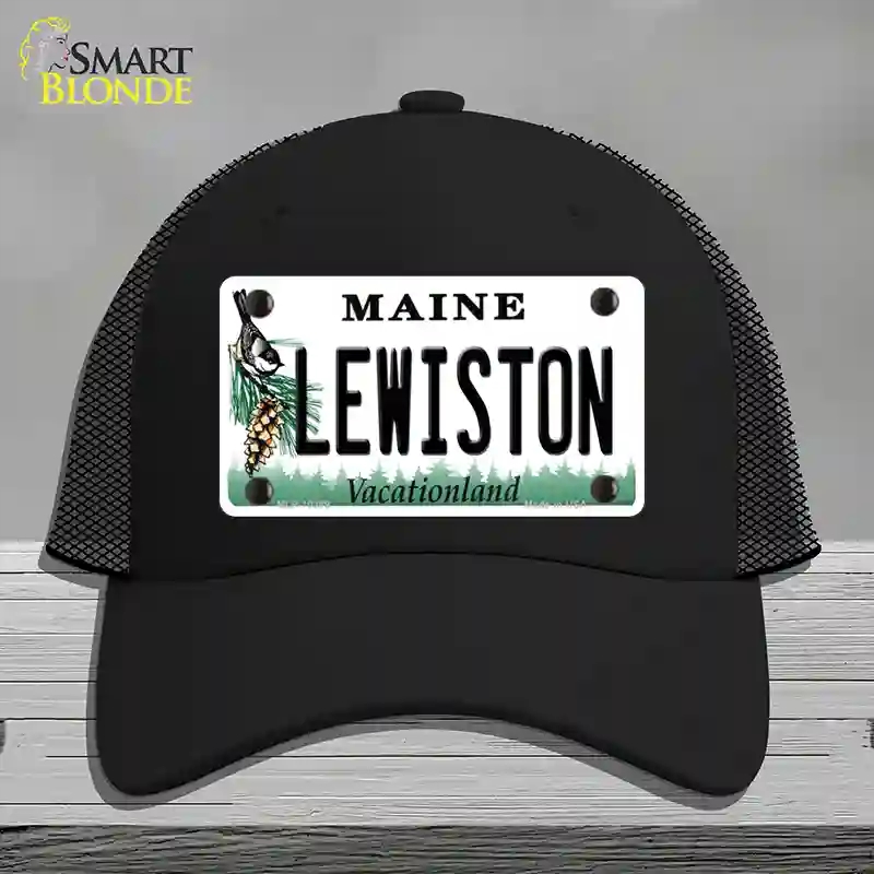 HAT01-MLP-10389 Lewiston Maine Novelty License Plate Hat, Mesh - Black