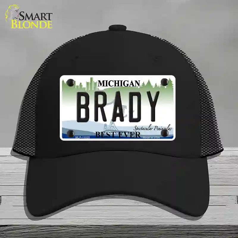 HAT01-MLP-11025 Brady Michigan Novelty License Plate Hat, Mesh - Black