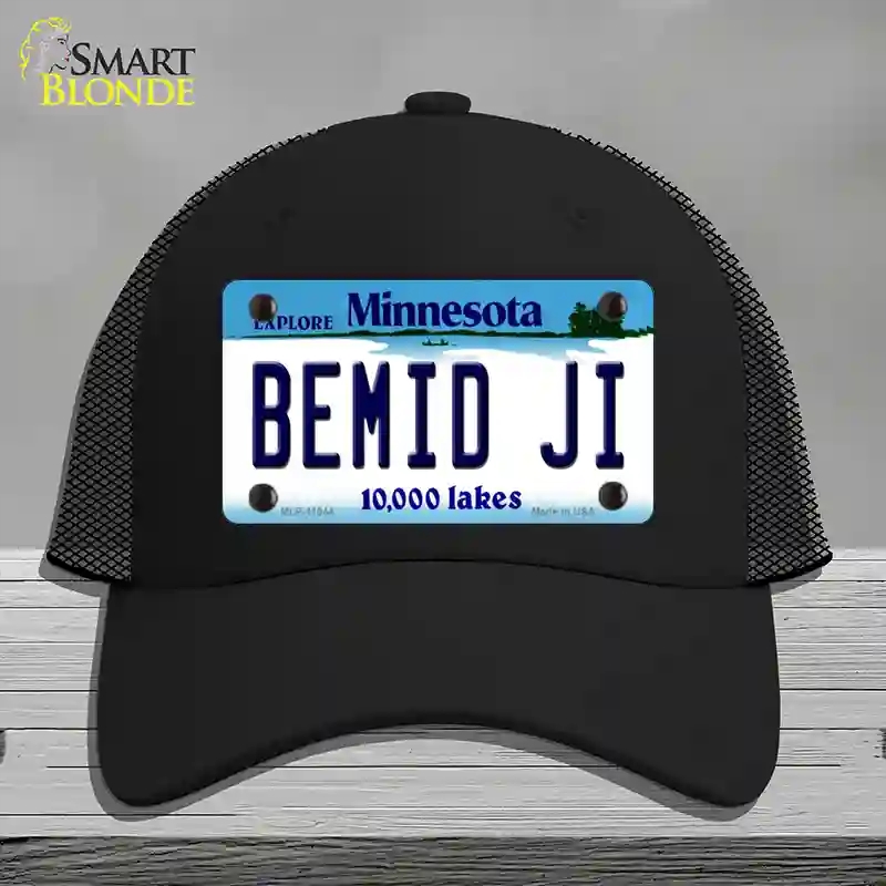HAT01-MLP-11044 Bemid Ji Minnesota State Novelty License Plate Hat, Mesh - Black
