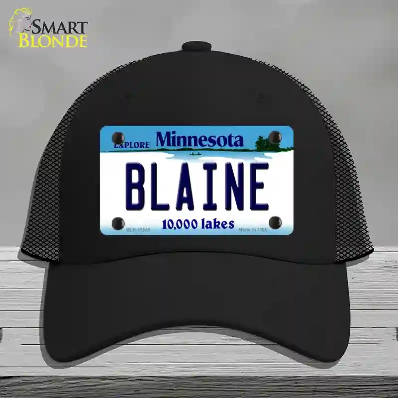 HAT01-MLP-11048 Blaine Minnesota State Novelty License Plate Hat, Mesh - Black
