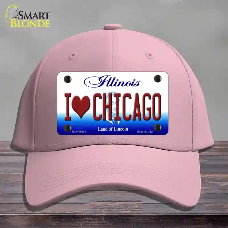 HAT05-MLP-10283 I Love Chicago Illinois Novelty License Plate Hat, Cotton - Pink