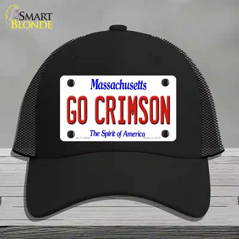 HAT01-MLP-10994 Go Crimson Massachusetts Novelty License Plate Hat, Mesh - Black
