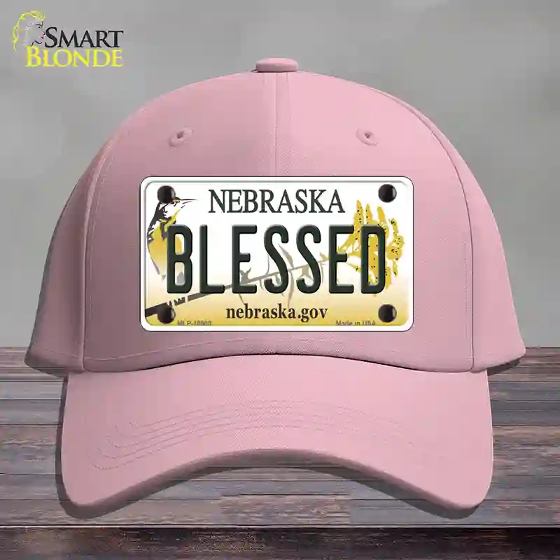 HAT05-MLP-10600 Blessed Nebraska Novelty License Plate Hat, Cotton - Pink