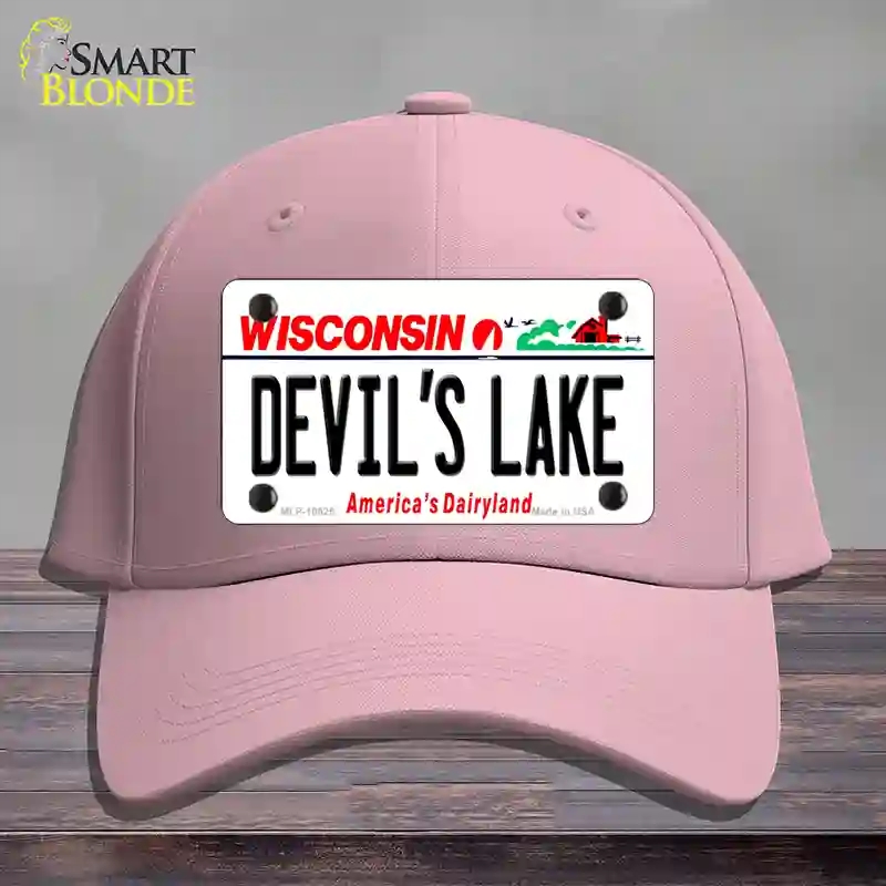 HAT05-MLP-10625 Devils Lake Wisconsin Novelty License Plate Hat, Cotton - Pink