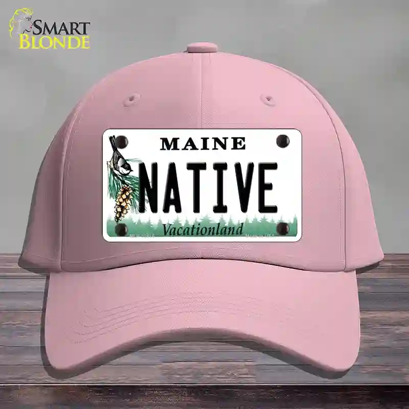 HAT05-MLP-10416 Native Maine Novelty License Plate Hat, Cotton - Pink