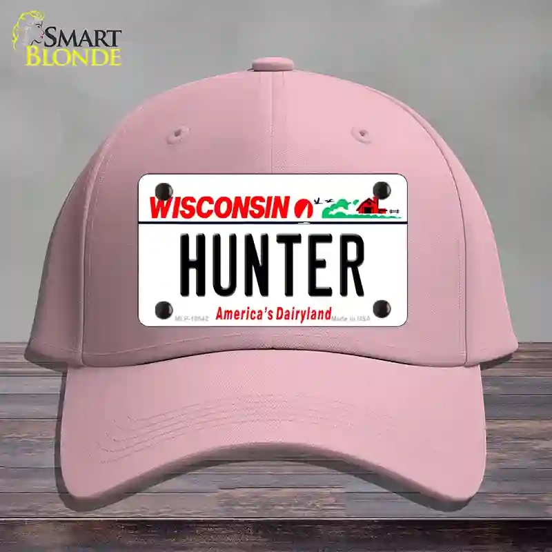 HAT05-MLP-10642 Hunter Wisconsin Novelty License Plate Hat, Cotton - Pink