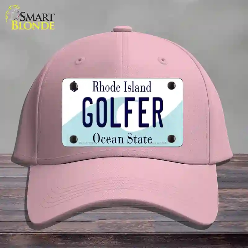 HAT05-MLP-11216 Golfer Rhode Island State Novelty License Plate Hat, Cotton - Pink