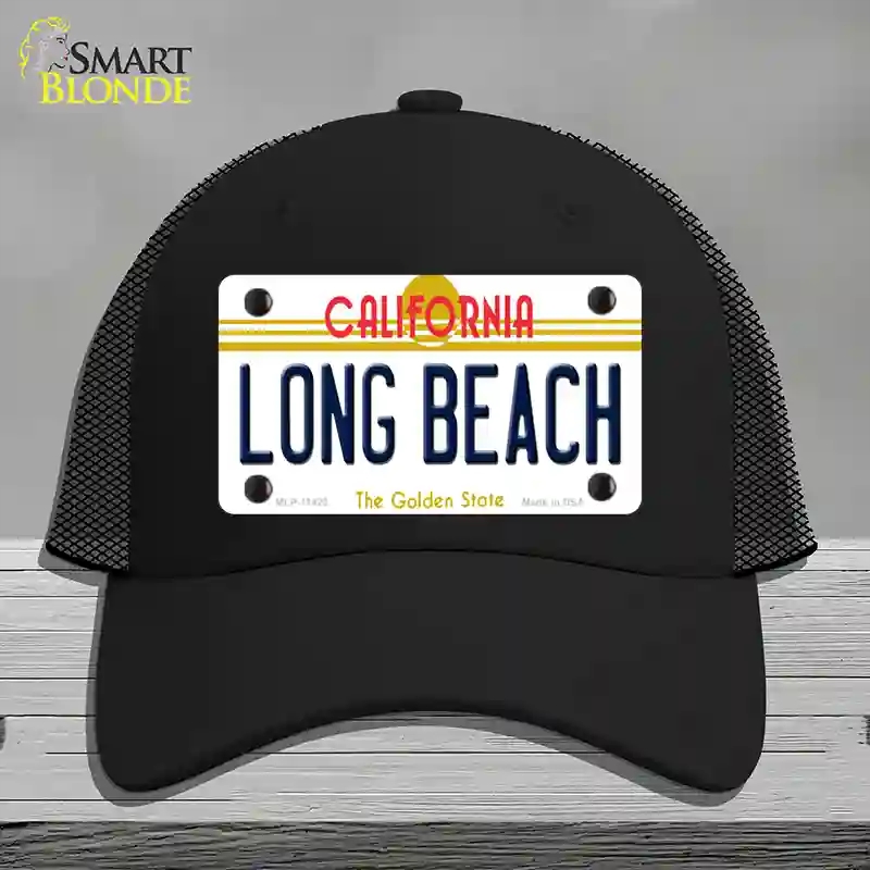 HAT01-MLP-11423 Long Beach California Novelty License Plate Hat, Mesh - Black