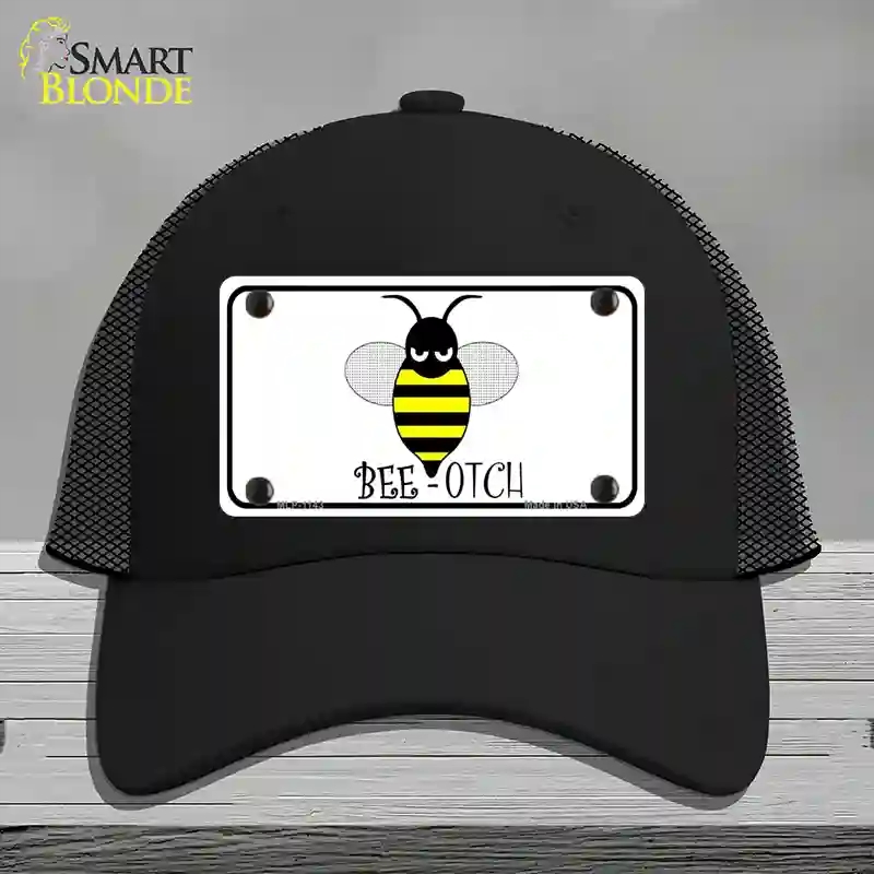HAT01-MLP-1143 Bee-otch Novelty License Plate Hat, Mesh - Black