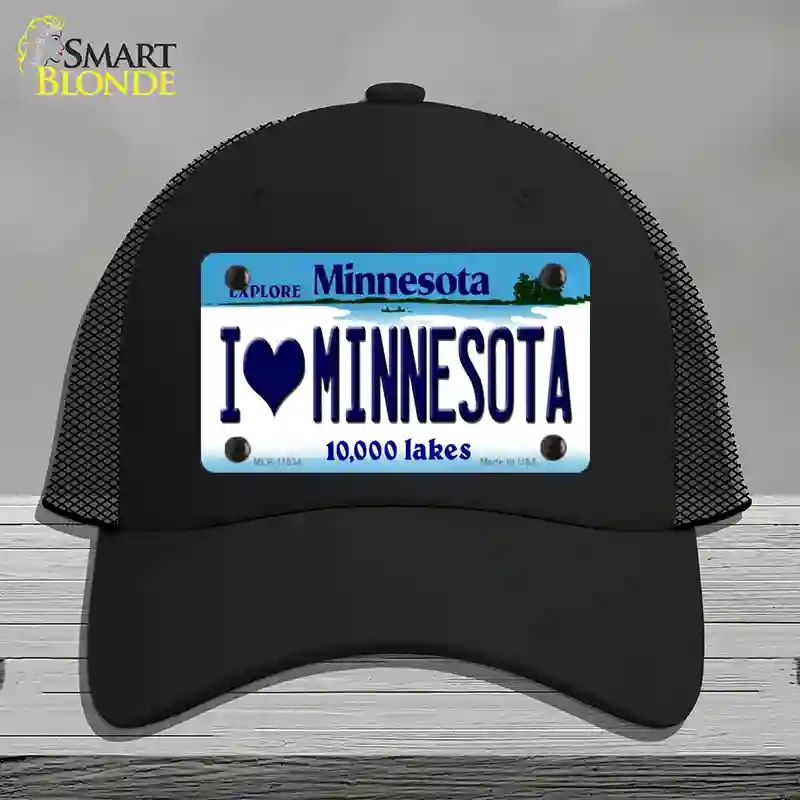 HAT01-MLP-11034 I Love Minnesota Novelty License Plate Hat, Mesh - Black