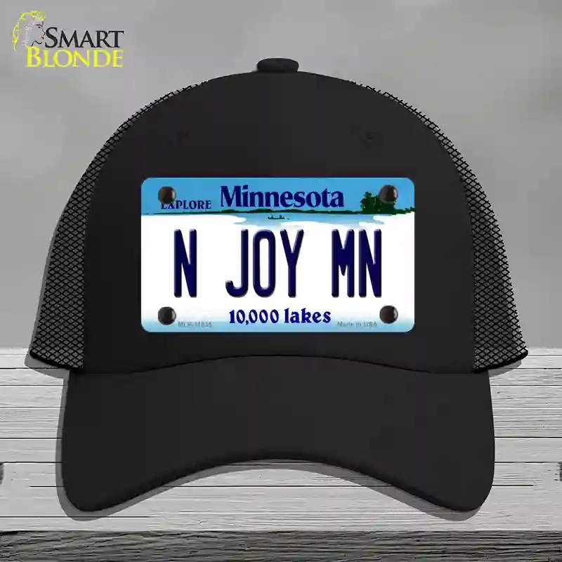 HAT01-MLP-11035 N Joy MN Minnesota Novelty License Plate Hat, Mesh - Black