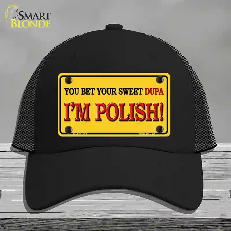 HAT01-MLP-11049 Im Polish Yellow Novelty License Plate Hat, Mesh - Black