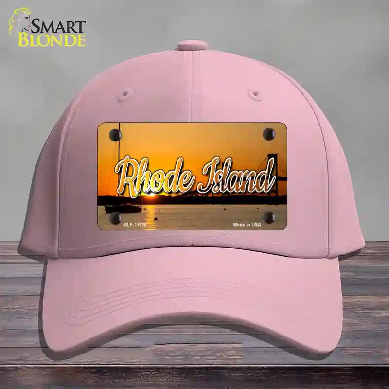 HAT05-MLP-11628 Rhode Island River Sunset State Novelty License Plate Hat, Cotton - Pink