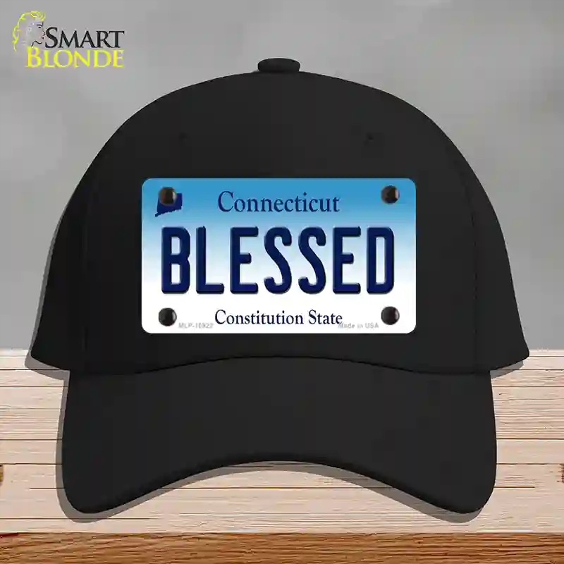 HAT03-MLP-10922 Blessed Connecticut Novelty License Plate Hat, Cotton - Black