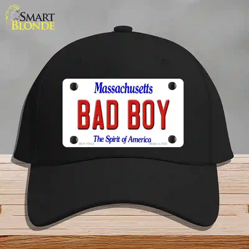 HAT03-MLP-11015 Bad Boy Massachusetts Novelty License Plate Hat, Cotton - Black
