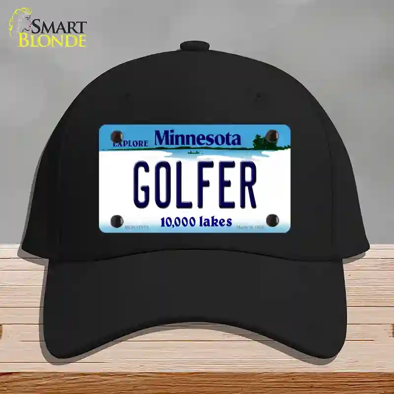 HAT03-MLP-11075 Golfer Minnesota State Novelty License Plate Hat, Cotton - Black
