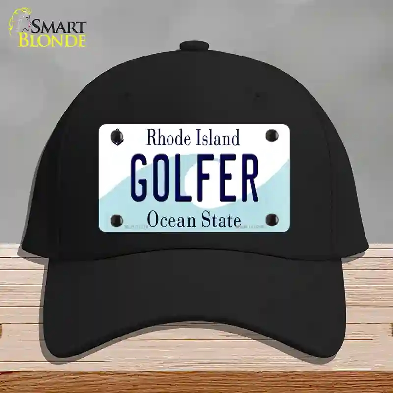 HAT03-MLP-11216 Golfer Rhode Island State Novelty License Plate Hat, Cotton - Black