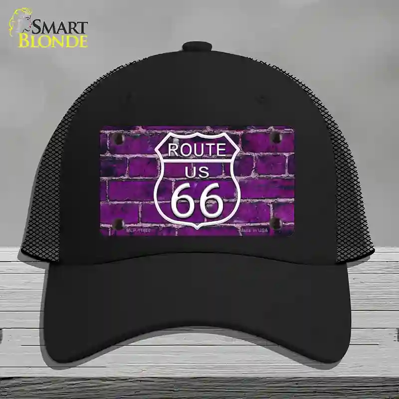 HAT01-MLP-11460 Route 66 Purple Brick Wall Novelty License Plate Hat, Mesh - Black