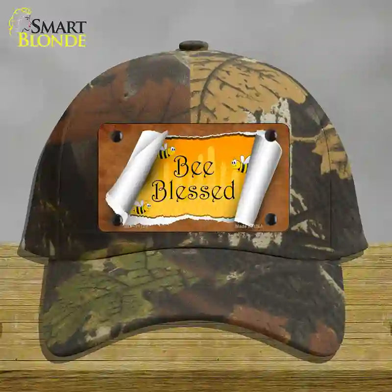 HAT06-MLP-11724 Bee Blessed Scroll Novelty License Plate Hat, Cotton - Camoflauge