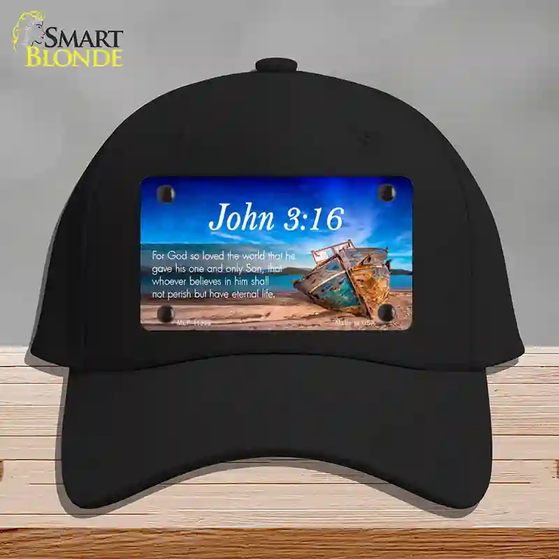 HAT03-MLP-11868 John 3 16 Beach Novelty License Plate Hat, Cotton - Black