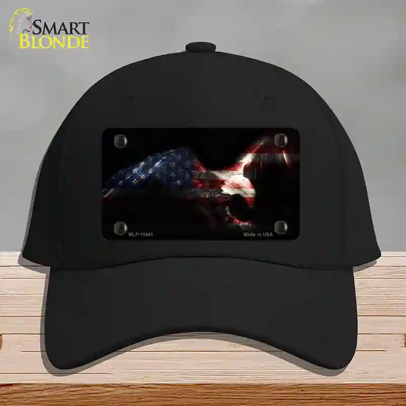 HAT03-MLP-11941 Eagle American Flag Novelty License Plate Hat, Cotton - Black
