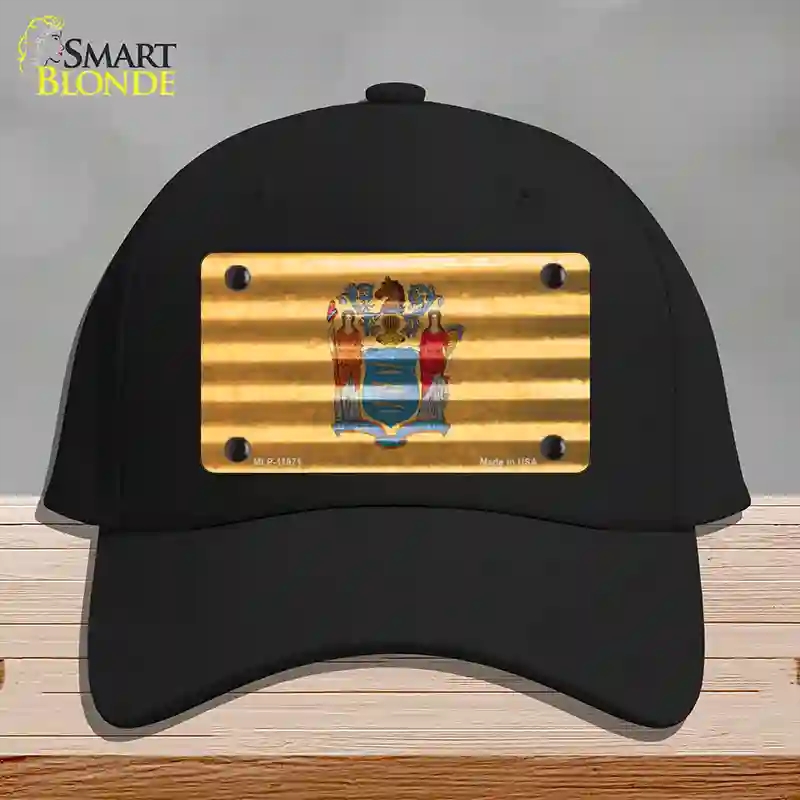 HAT03-MLP-11971   Jersey Corrugated Flag Novelty License Plate Hat, Cotton - Black