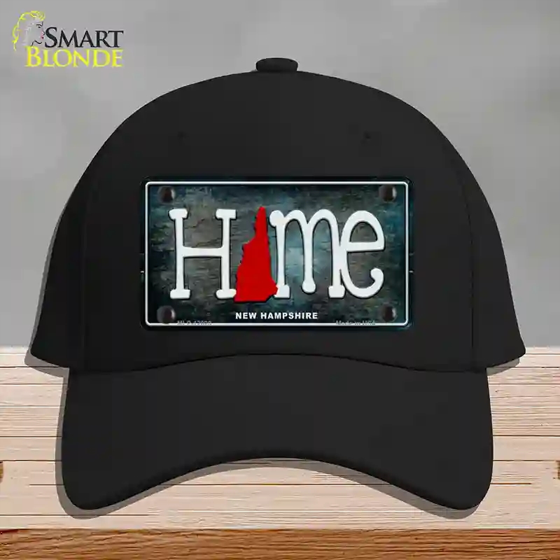 HAT03-MLP-12020   Hampshire Home State Outline Novelty License Plate Hat, Cotton - Black