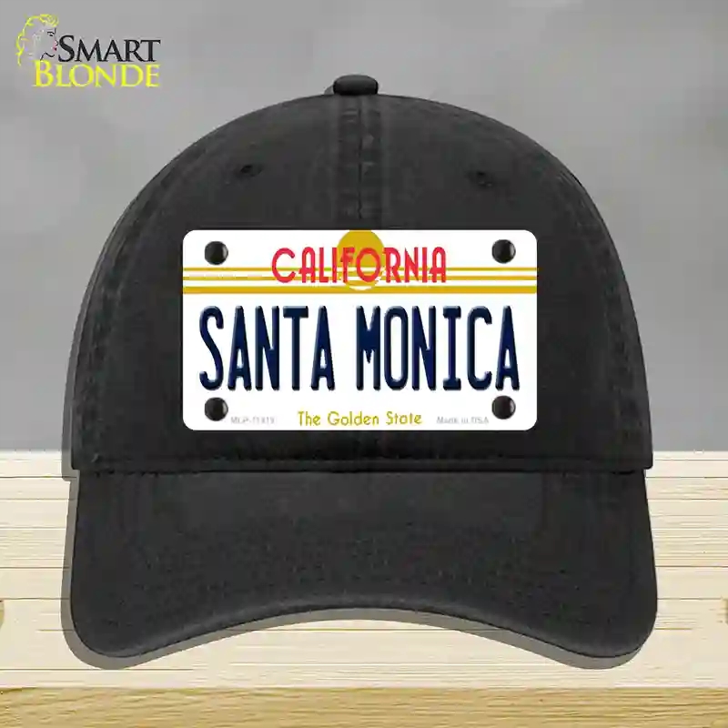 HAT07-MLP-11419 Santa Monica California Novelty License Plate Hat, Unconstructed Cotton - Black