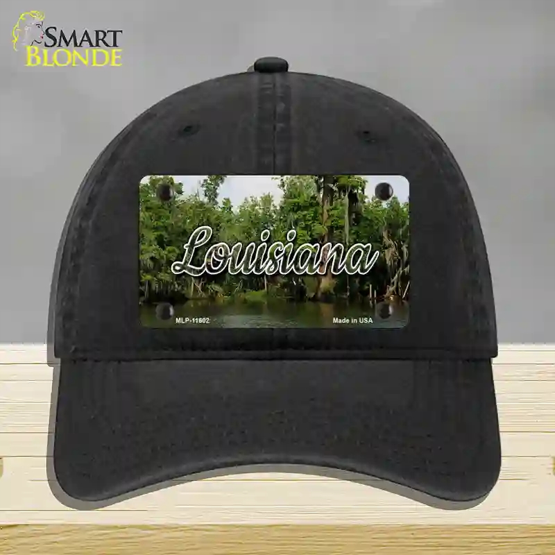 HAT07-MLP-11602 Louisiana Swamp State Novelty License Plate Hat, Unconstructed Cotton - Black