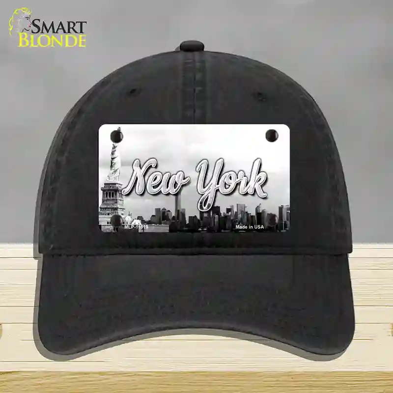 HAT07-MLP-11619   York Statue of Liberty State Novelty License Plate Hat, Unconstructed Cotton - Black