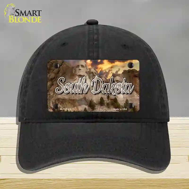 HAT07-MLP-11630 South Dakota Mt Rushmore State Novelty License Plate Hat, Unconstructed Cotton - Black