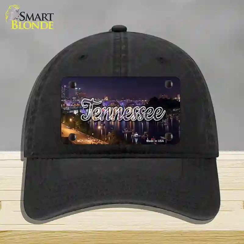 HAT07-MLP-11631 Tennessee Bridge Lights State Novelty License Plate Hat, Unconstructed Cotton - Black